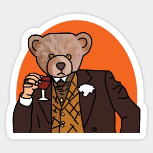 Memes Fun Portrait of Bear Drinking Wine Sticker